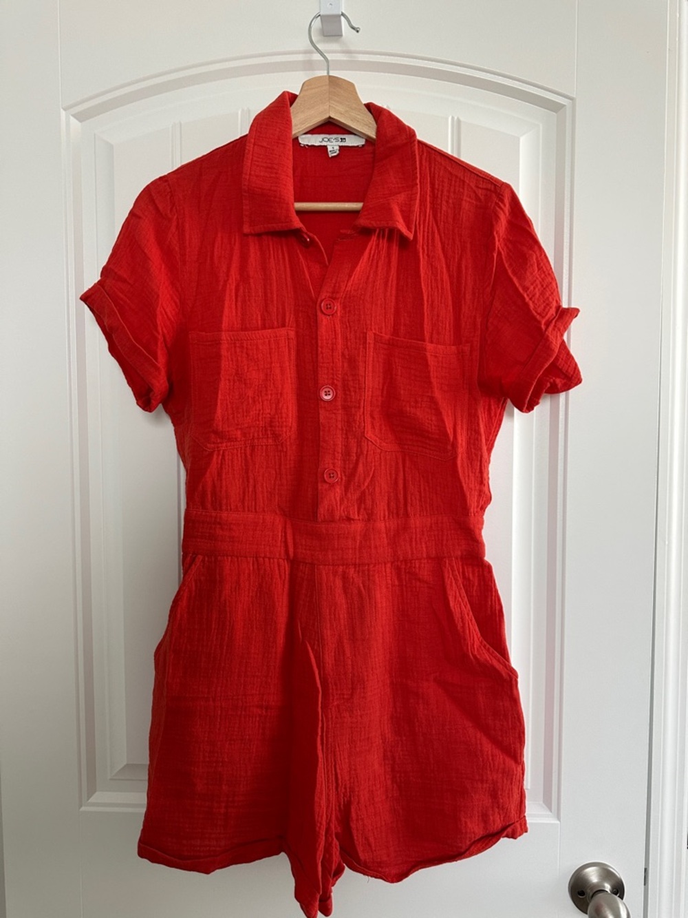 Joe's Jeans Bright Red/Orange Collared Romper